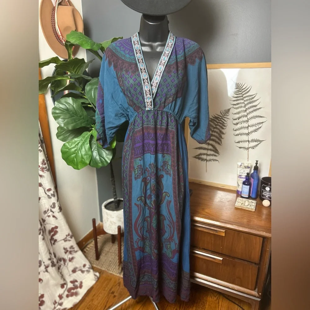 Bohemian Blue Maxi Dress - Picture 1 of 5